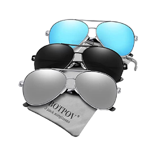 Aviator Sunglasses for Men Women Polarized UV400 Protection Mirrored Lens Metal Frame with Spring Hinges