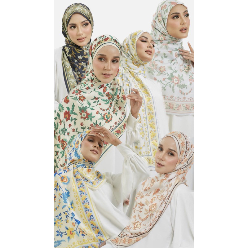 [SG SELLER ??] LIMA.SEGI | GUZEL SHAWL (Silky Matte Satin) | Bunga 2.0 Cotton Square