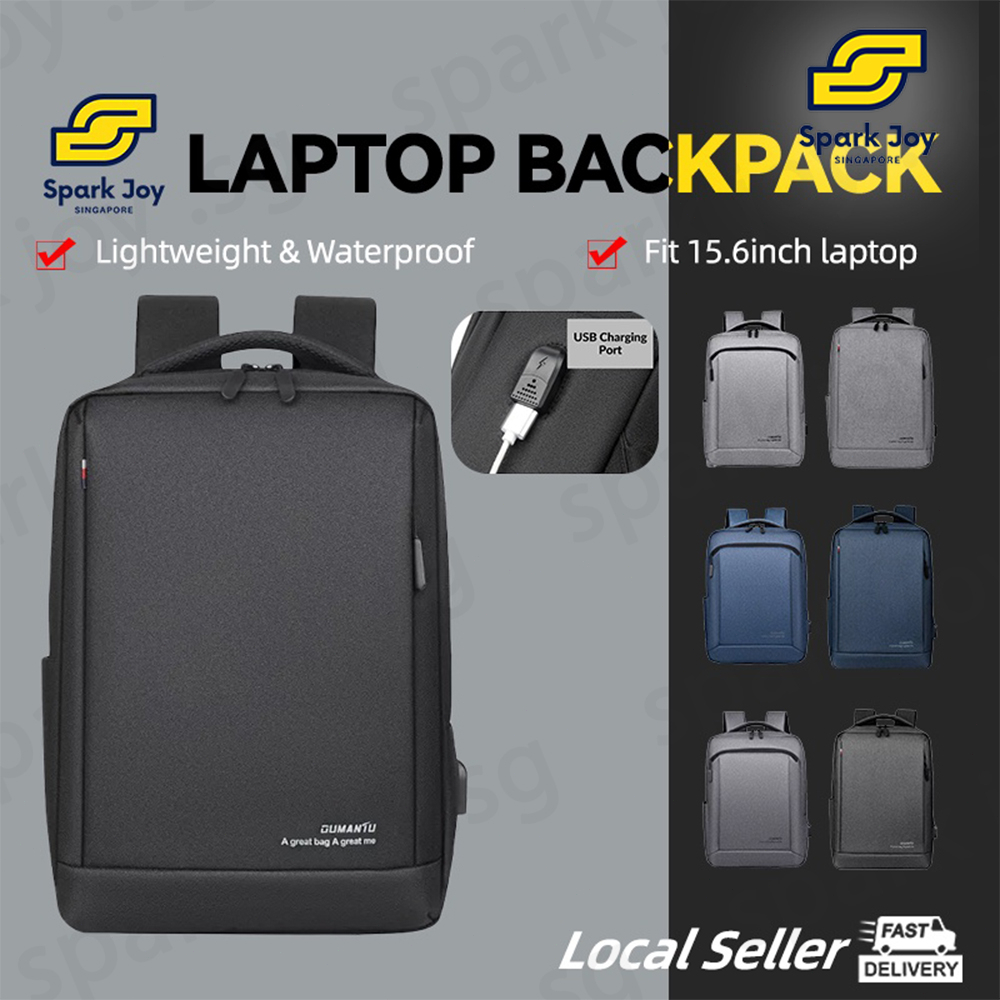 【SG】Multi-Functional Men Business Laptop Backpack Travel Laptop Bag Waterproof USB Charging Port