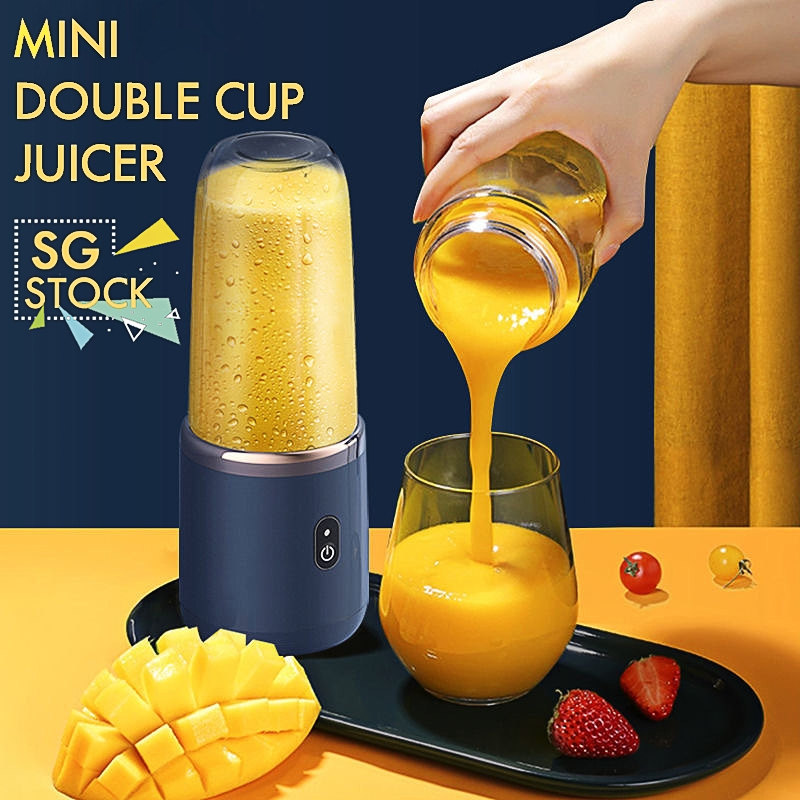 [SG Local]Portable 6 Blade Juicer Blender 300ml 2 Cups Mini Wireless Fruit Juicer USB Rechargeable Noiseless Juicer